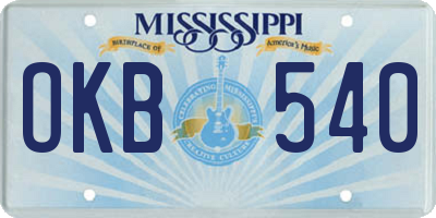 MS license plate OKB540