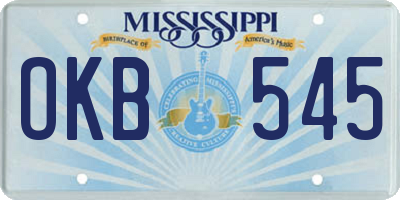 MS license plate OKB545