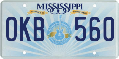 MS license plate OKB560