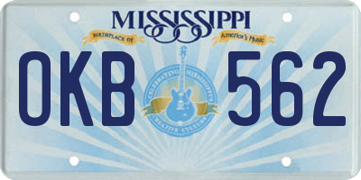 MS license plate OKB562
