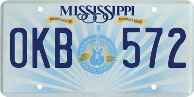 MS license plate OKB572