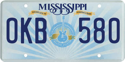 MS license plate OKB580