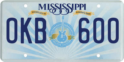 MS license plate OKB600