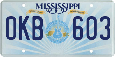 MS license plate OKB603