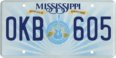 MS license plate OKB605