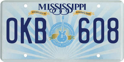MS license plate OKB608