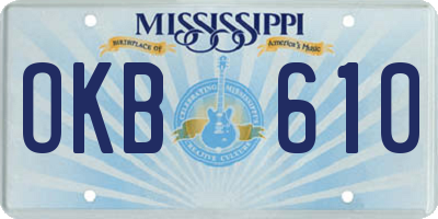MS license plate OKB610