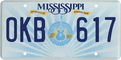 MS license plate OKB617