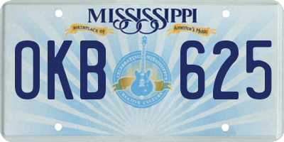 MS license plate OKB625