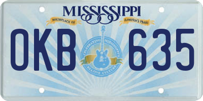 MS license plate OKB635