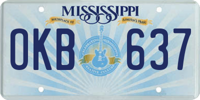 MS license plate OKB637