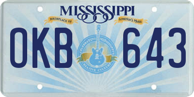 MS license plate OKB643