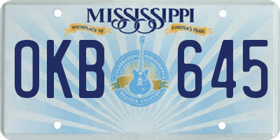 MS license plate OKB645