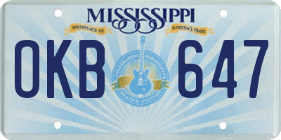 MS license plate OKB647