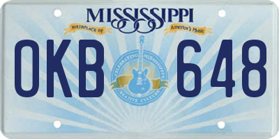 MS license plate OKB648
