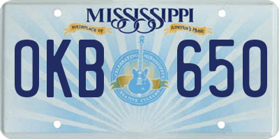 MS license plate OKB650