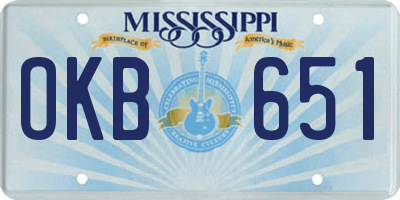 MS license plate OKB651