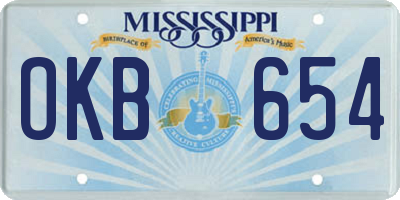 MS license plate OKB654