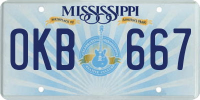 MS license plate OKB667