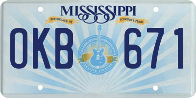 MS license plate OKB671