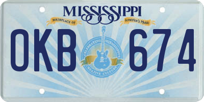 MS license plate OKB674