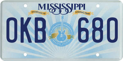 MS license plate OKB680