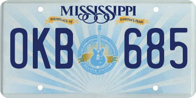 MS license plate OKB685