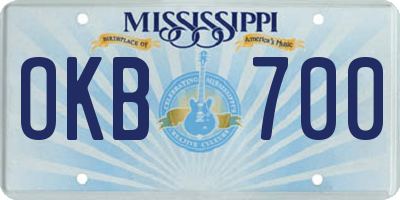 MS license plate OKB700
