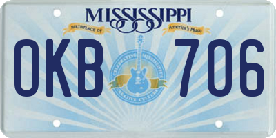 MS license plate OKB706