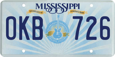 MS license plate OKB726