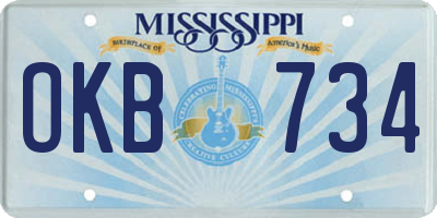 MS license plate OKB734