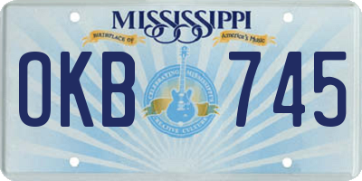 MS license plate OKB745
