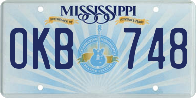MS license plate OKB748