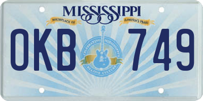 MS license plate OKB749