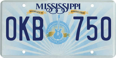 MS license plate OKB750