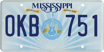 MS license plate OKB751