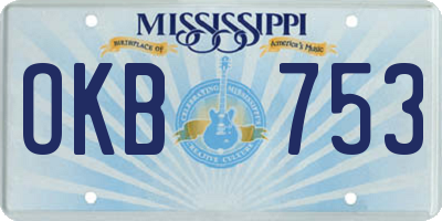 MS license plate OKB753