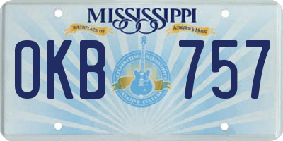 MS license plate OKB757