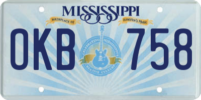 MS license plate OKB758