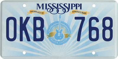 MS license plate OKB768