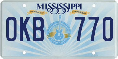 MS license plate OKB770