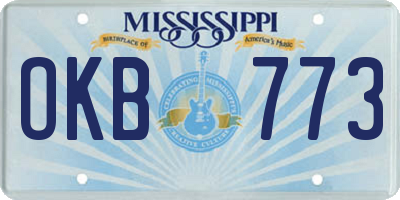 MS license plate OKB773