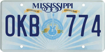MS license plate OKB774