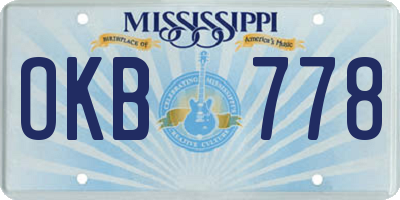 MS license plate OKB778