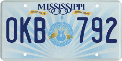 MS license plate OKB792