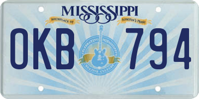 MS license plate OKB794