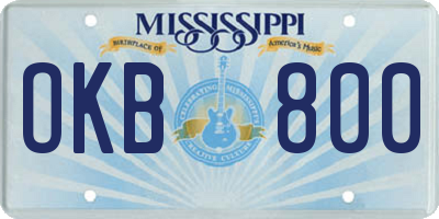 MS license plate OKB800