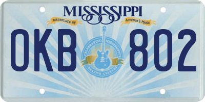 MS license plate OKB802