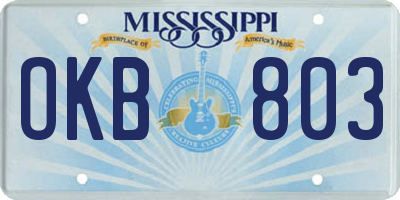 MS license plate OKB803