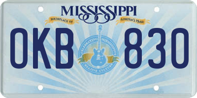 MS license plate OKB830